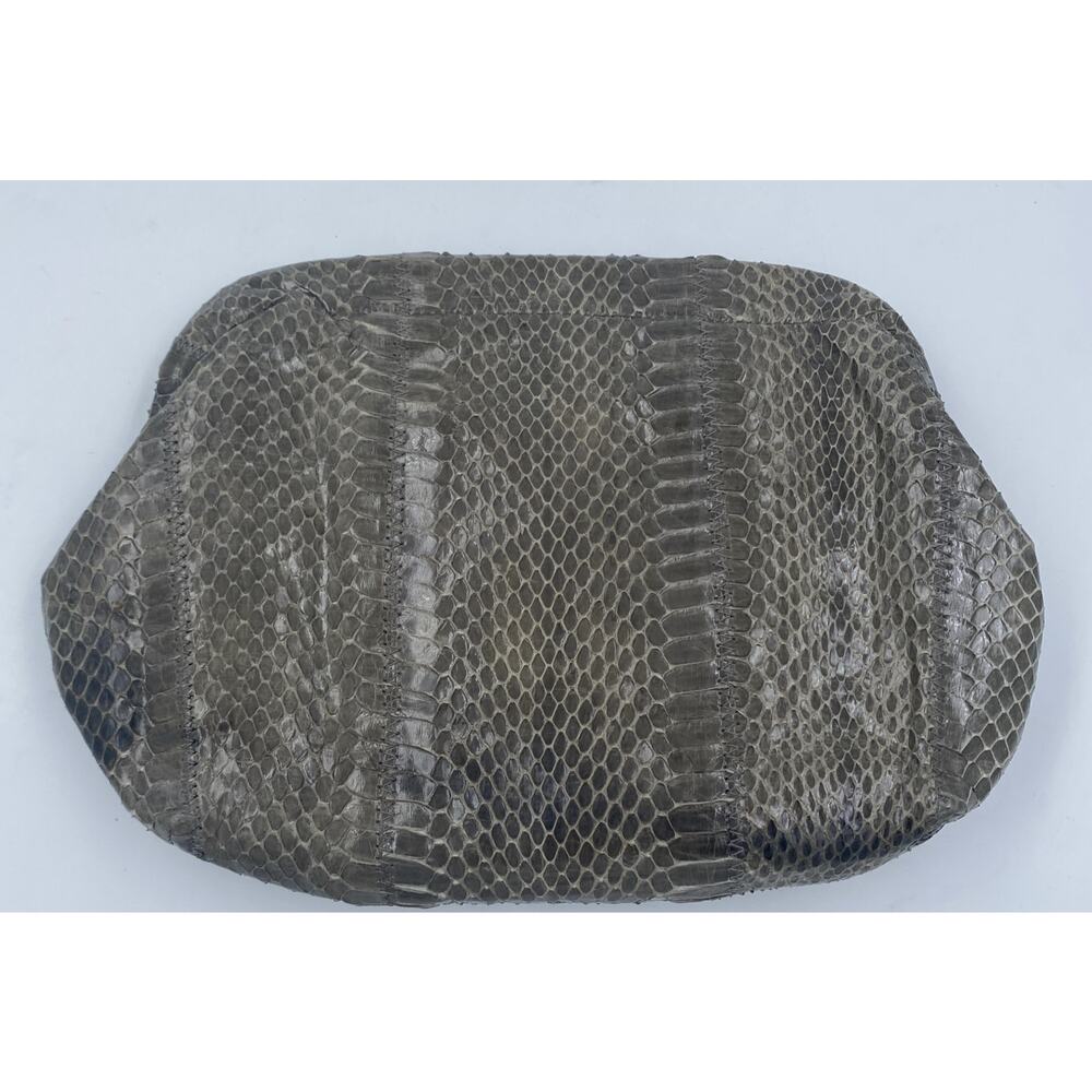 80s Gray Snakeskin Shoulder Bag Clutch Convertible Very Good Condition Vintage